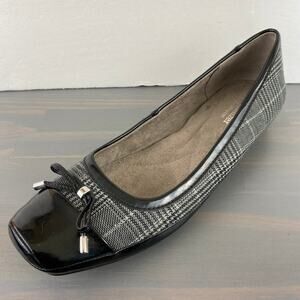 Naturalizer N5 Plaid Comfort Ballet‎ Flats Women 8.5M 2-Tone Black Y2K Old Money